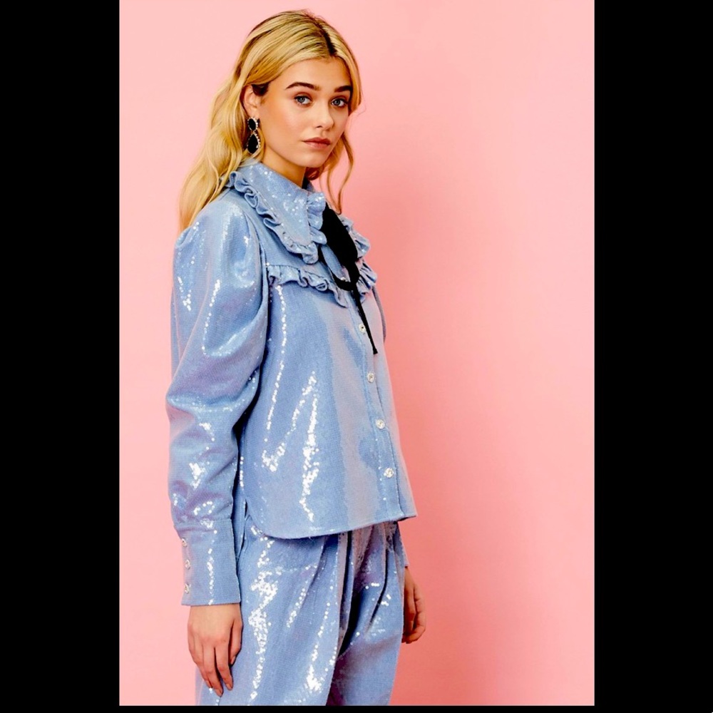 Jane Lucky Sequin Denim Set XL (fits like a “fitted” Large)